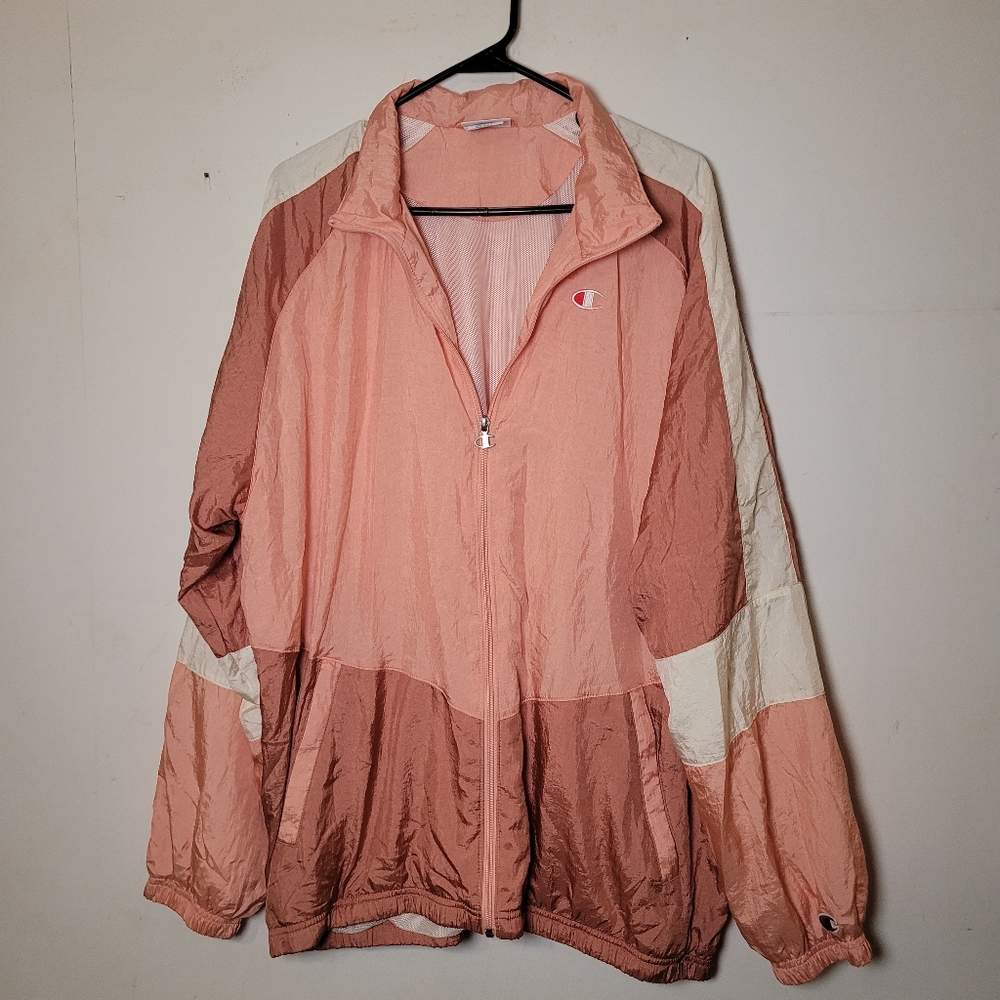 Champion Peach Orange Color Block Windbreaker Size XL